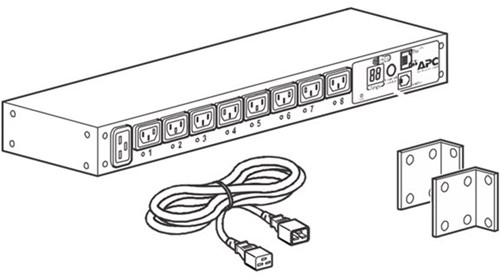 APC Rack PDU, Switched, 0U/1U, 16A, 230V,(8x) C13, C20 stekker