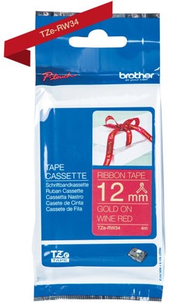 Brother TZE-RW34 labelprinter-tape Goud op rood