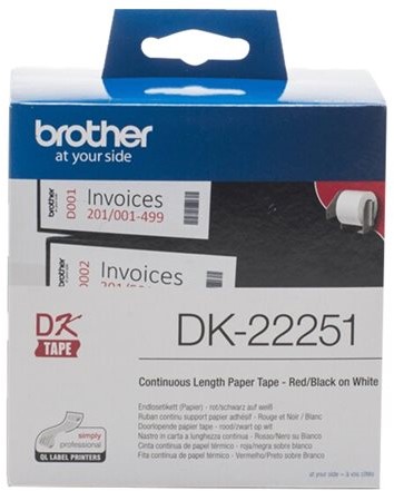 Brother DK-22251 labelprinter-tape Zwart en rood op wit
