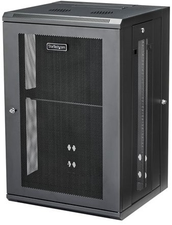 StarTech.com 18U 19" Wandmonteerbaar Netwerk Cabinet, Diepte 40cm (16"), Afsluitbaar IT Rack voor Netwerk Switch/Apparatuur, Geventileerd Data Rack met Schap & Zijpanelen, Voorgemonteerd