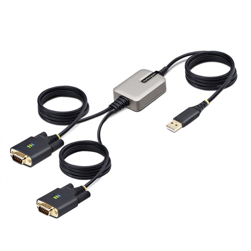 StarTech.com 2P6FFC-USB-SERIAL tussenstuk voor kabels USB-A 2 x DB-9 RS-232 Zwart, Grijs