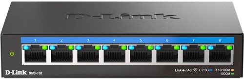 D-Link DMS-108 Unmanaged 2.5G Ethernet (100/1000/2500) Zwart