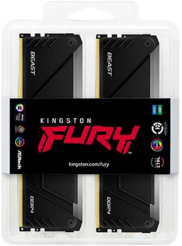Kingston Technology FURY Beast 64GB 3200MT/s DDR4 CL16 DIMM (Sets van 4) 1Gx8 RGB-3