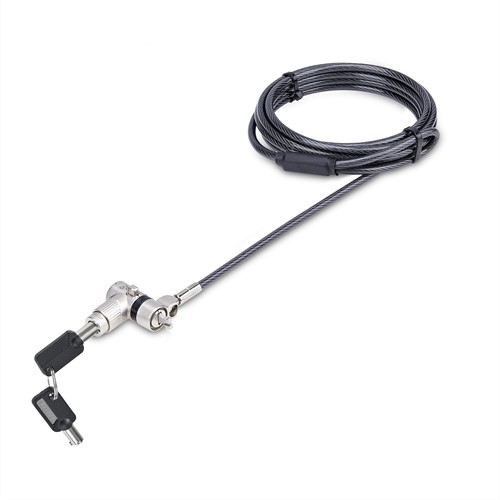 StarTech.com 3-in-1 Universeel Laptop Kabelslot, 2m Security Kabel met Master Key, Computer Beveiliging, Compatibel met Noble Wedge®/Nano/K-Slot, Anti-Diefstal Snijbestendige Kabel