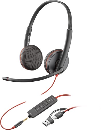 POLY Blackwire 3225 stereo USB-C-headset + 3,5 mm stekker + USB-C/A-adapter (bulk)-3