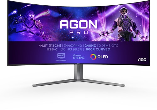 AOC AGON PRO AG456UCZD LED display 114,3 cm (45") 3440 x 1440 Pixels Wide Quad HD OLED Zwart