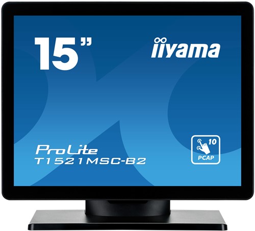 iiyama ProLite T1521MSC-B2 computer monitor 38,1 cm (15") 1024 x 768 Pixels XGA LED Touchscreen Tafelblad Zwart