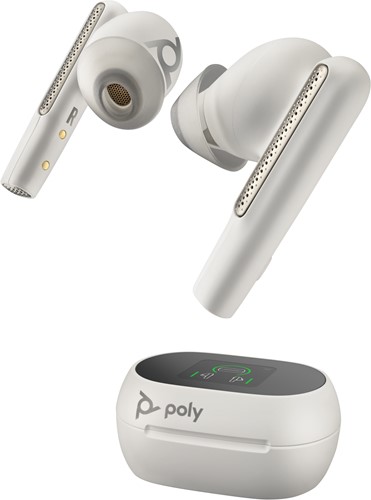 POLY Voyager Free 60+ UC M White Sand Earbuds + BT700 USB-A-adapter + oplaadcase met touchscreen