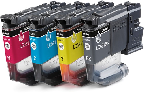 Brother LC521VAL inktcartridge 4 stuk(s) Origineel Zwart, Cyaan, Magenta, Geel