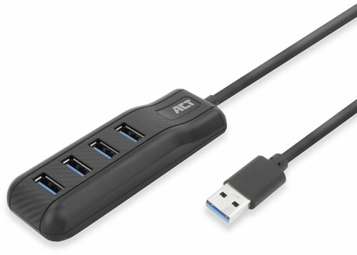 ACT AC6320 interface hub USB 3.2 Gen 1 (3.1 Gen 1) Type-A 5000 Mbit/s Zwart