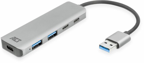 ACT AC6125 interface hub USB 3.2 Gen 1 (3.1 Gen 1) Type-A 5000 Mbit/s Grijs