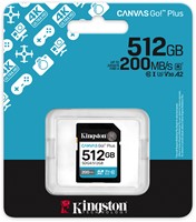 Kingston Technology 512GB SDXC Canvas Go Plus Gen4 200MB/s C10 UHS-I U3 V30-3