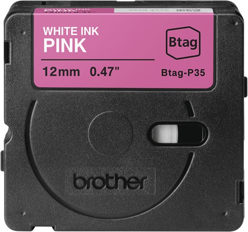 Brother BTAG-P35 labelprinter-tape White on pink