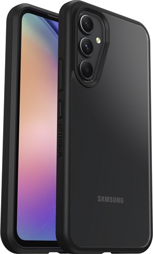OtterBox React-hoesje voor Galaxy A54 5G, schokbestendig, valbestendig, ultradun, beschermende, getest volgens militaire standaard, Antimicrobieel, Black Crystal, Geen retailverpakking