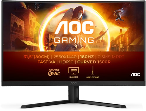 AOC G4 CQ32G4VE computer monitor 81,3 cm (32") 2560 x 1440 Pixels Quad HD LCD Zwart, Grijs