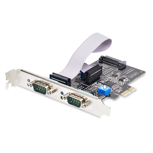 StarTech.com 2-Port PCIe Seriële Adapter Kaart, Quad PCI Express naar RS232/RS422/RS485 (DB9) Serial Kaart, Incl. Low-Profile Beugel, 16C1050 UART, Windows/Linux, TAA Compliant, Level-4 ESD Beschermin
