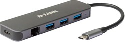 D-Link 5-in-1 USB-C Hub met Gigabit Ethernet/Stroomvoorziening DUB-2334