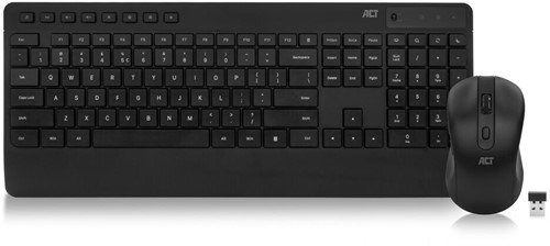 ACT Draadloos toetsenbord en muisbundel (Qwerty), stille klik, milieuvriendelijk, gemaakt van gerecycled materiaal