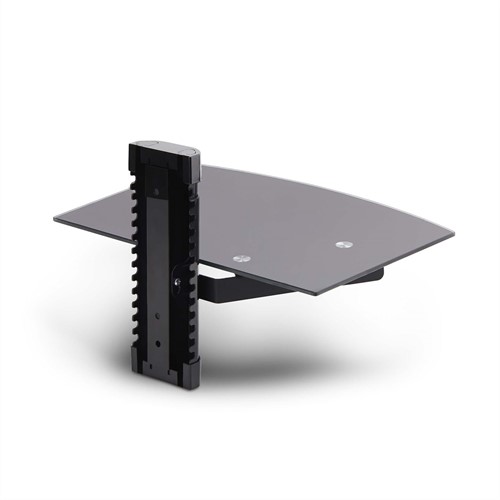 StarTech.com Hangende Wandplank voor Audio/Video Apparatuur, In Hoogte Verstelbaar Schap voor Onder TV, Hangend Wandmeubel, Organiseer uw A/V apparatuur op dit zwart gehard glazen schap