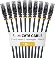 StarTech 50cm Slim CAT6 10 Pack netwerkkabel Zwart U/UTP