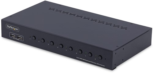 StarTech.com 8-Port HDMI KVM Switch met 1U Rackmontage Kit, 4K 60Hz HDMI 2.0, Drukknop & Hotkey Schakelaar, 4-Port USB Hub, OS Onafhankelijk, TAA Compliant