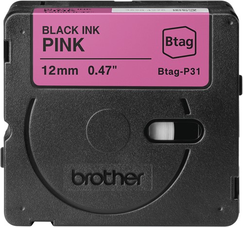 Brother BTAG-P31 labelprinter-tape Zwart op roze