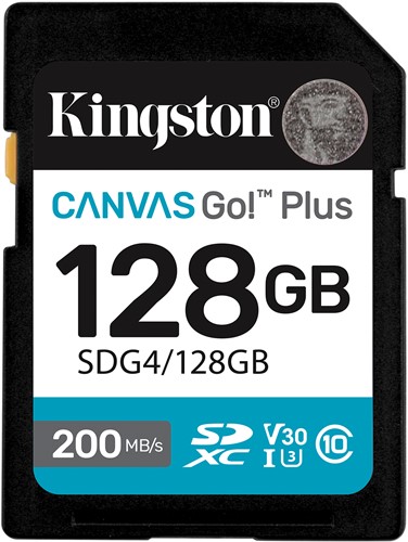 Kingston Technology 128GB SDXC Canvas Go Plus Gen4 200MB/s C10 UHS-I U3 V30