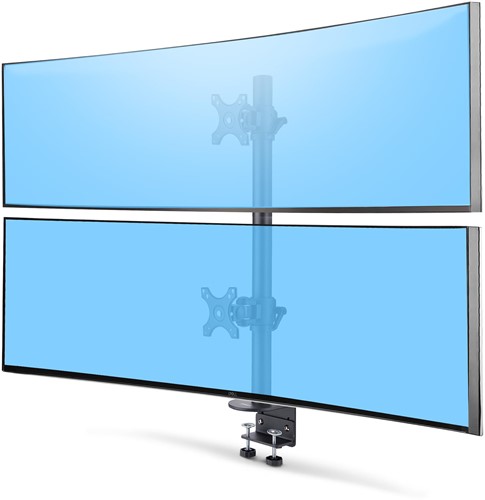 StarTech.com Monitorstandaard voor Twee Verticaal Gestapelde Schermen, Dual 49", Max 32kg, C-Klem, Quick-Release VESA Systeem, Widescreen 16:9/Ultrawide 32:9 display, TAA