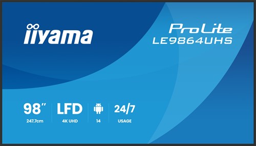 iiyama LE9864UHS-B1AG beeldkrant Digitale signage flatscreen 2,49 m (98") Wifi 500 cd/m² 4K Ultra HD Zwart Type processor Android 24/7