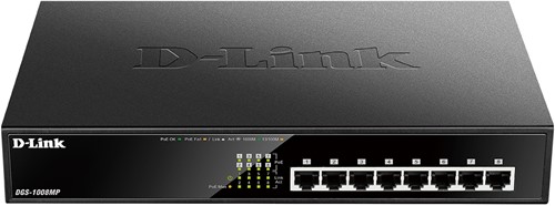 D-Link DGS-1008MP netwerk-switch Unmanaged Gigabit Ethernet (10/100/1000) Power over Ethernet (PoE) 1U Zwart