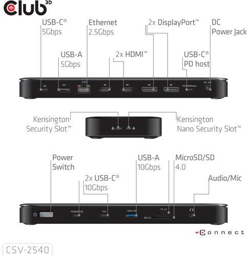CLUB3D Club 3D 14-in-1 USB-C® Quad Display Dockingstation – 4 Schermen & 100W Snelladen-3