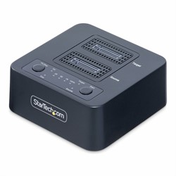 StarTech.com 1:1 M.2 NVMe Drive Duplicator, Standalone M.2 SSD Cloner/Copier tot 90GBpm, USB 3.2 20Gbps Dual-Bay M.2 Drive Dock, Inclusief USB-C/A Kabels