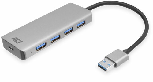 ACT AC6121 interface hub USB 3.2 Gen 1 (3.1 Gen 1) Type-A 5000 Mbit/s Aluminium