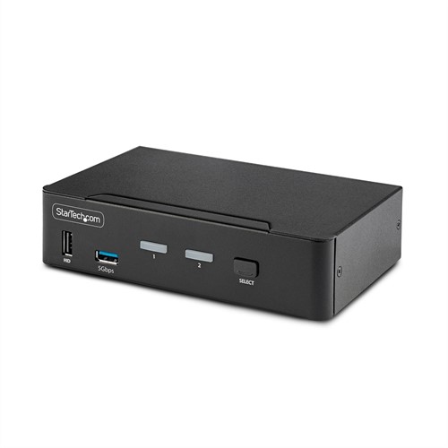 StarTech.com 2-Port DisplayPort KVM Switch, 8K 60Hz / 4K 144Hz, Single Display, DP 1.4, 2x USB 3.0 Ports, 4x USB 2.0 HID Ports, Drukknop & Hotkey Schakelaar, TAA Compliant, OS Onafhankelijk, Metalen B