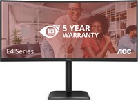 AOC E4 CU34E4CV computer monitor 86,4 cm (34") 3440 x 1440 Pixels UltraWide Quad HD LCD Zwart