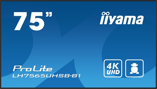 iiyama LH7565UHSB-B1 beeldkrant Kiosk-ontwerp 108 cm (42.5") LED Wifi 800 cd/m² 4K Ultra HD Zwart Type processor Android 11 24/7