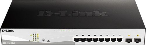D-Link DGS-1210-10MP Managed L2 Gigabit Ethernet (10/100/1000) Power over Ethernet (PoE) Zwart, Grijs