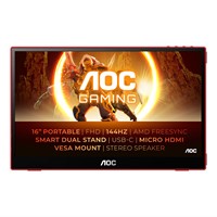 AOC 16G3 computer monitor 39,6 cm (15.6") 1920 x 1080 Pixels Zwart, Rood