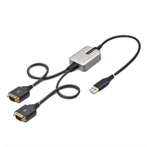 StarTech.com 2P1FFC-USB-SERIAL tussenstuk voor kabels USB-A 2 x DB-9 RS-232 Zwart, Grijs