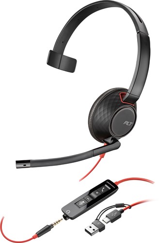 POLY Blackwire 5210 mono USB-C-headset + 3,5 mm stekker + USB-C/A-adapter-3
